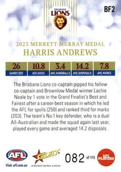 2023 Select AFL Best & Fairest #BF2 Harris Andrews Back